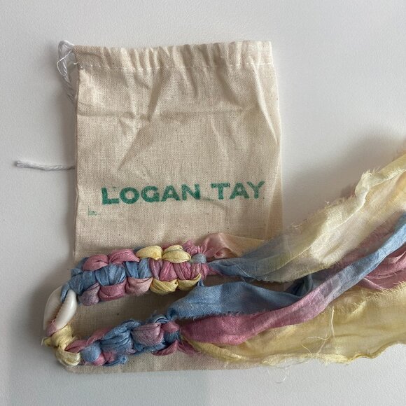 Beachy, Boho, Silk Fabric Wrap Bracelet w/ Shell, Logan Tay, Castaway Lolli, New - Picture 1 of 7